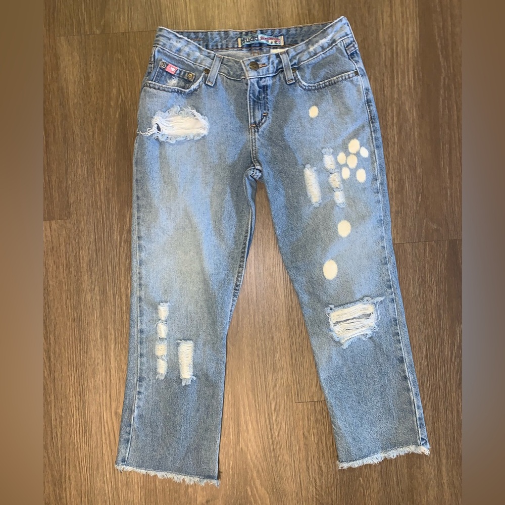 Vintage Mudd Capri Jeans Distressed Raw Hem Sz 3